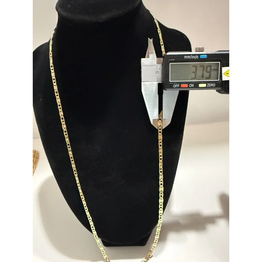 gold nugget cuban necklace chain 18k gold filled 3.75mm 26inch lobster clasp